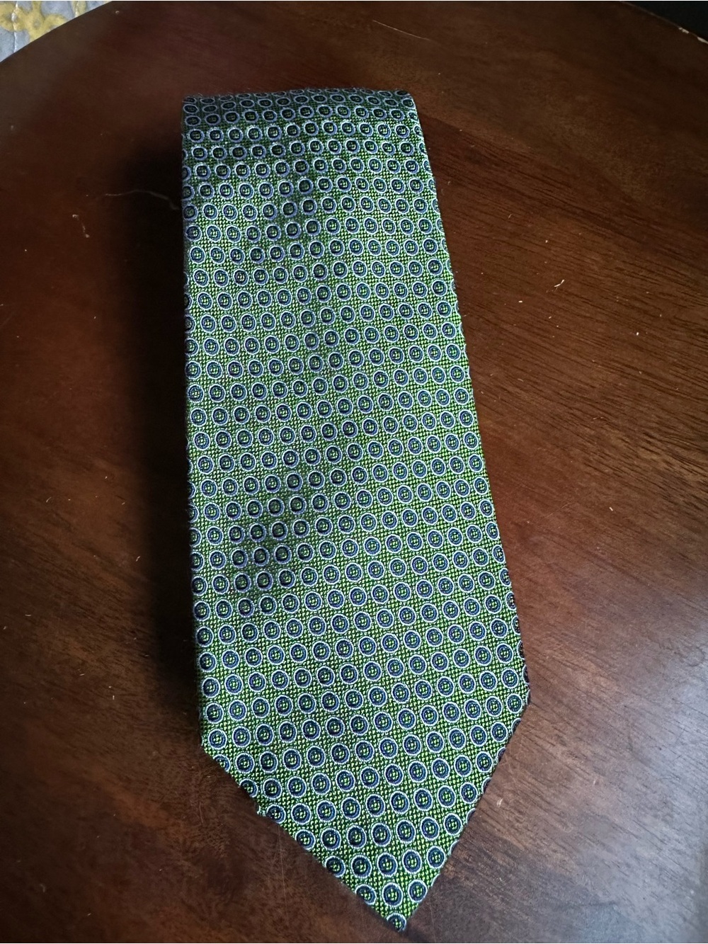 Lauren Ralph Lauren Silk Tie Green Geometric Medallion Foulard Men's Necktie RLL